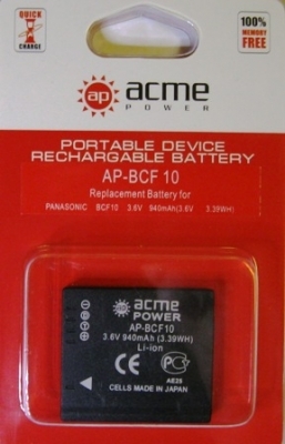 Аккумулятор для Panasonic Lumix DMC-FS15 AcmePower AP-BCF10